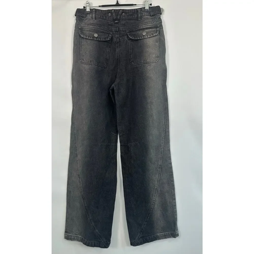 NWT Fine Culture Two-Tone Denim Jeans Men’s S (W28 L32) Black Wide Baggy Street - Picture 2 of 9